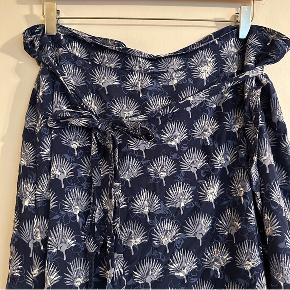 Tommy Bahama Belted Tassel Tiered Faux Wrap Tropical Floral Midi Skirt Blue 12 - Picture 7 of 7